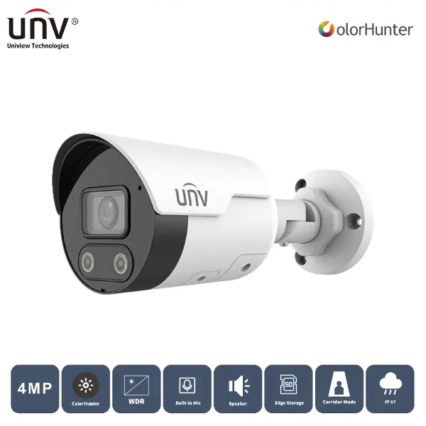 IPC2124LE-ADF28KMC-WL 4MP 2.8MM 50MT COLORHUNTER IP67 H265+ IR BULLET IP KAMERA (Dahili Sesli ve Hoparlörlü)