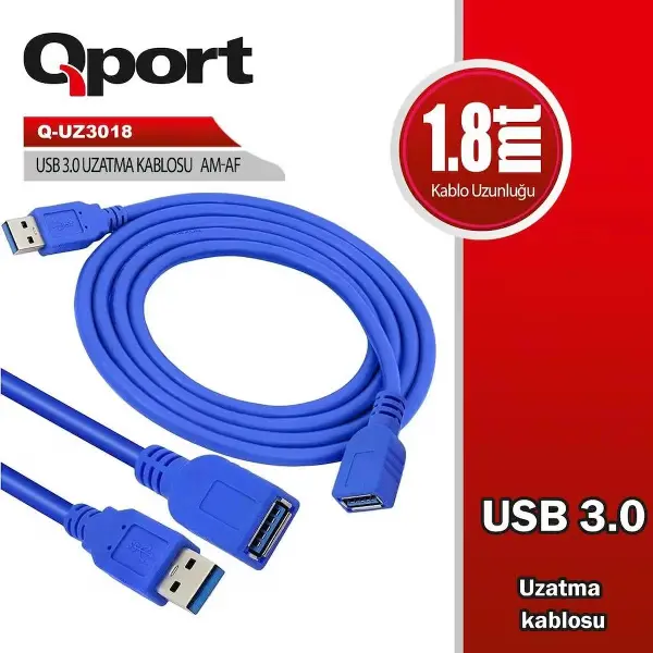 1.8 Metre USB 3.0 Uzatma Kablosu (Q-UZ3018)