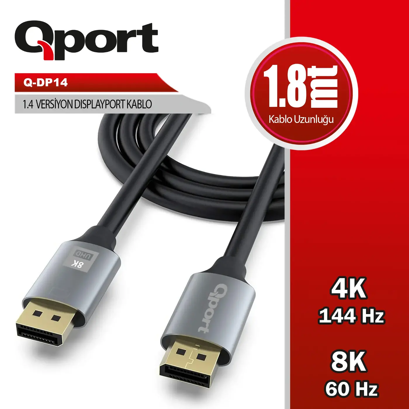(Q-DP14) DISPLAY PORT 1.8 METRE KABLO
