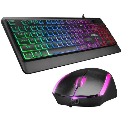 KM-R59, FORZA, Rainbow Işıklı, Türkçe Q, USB Kablolu, Gaming, Klavye Mouse Set