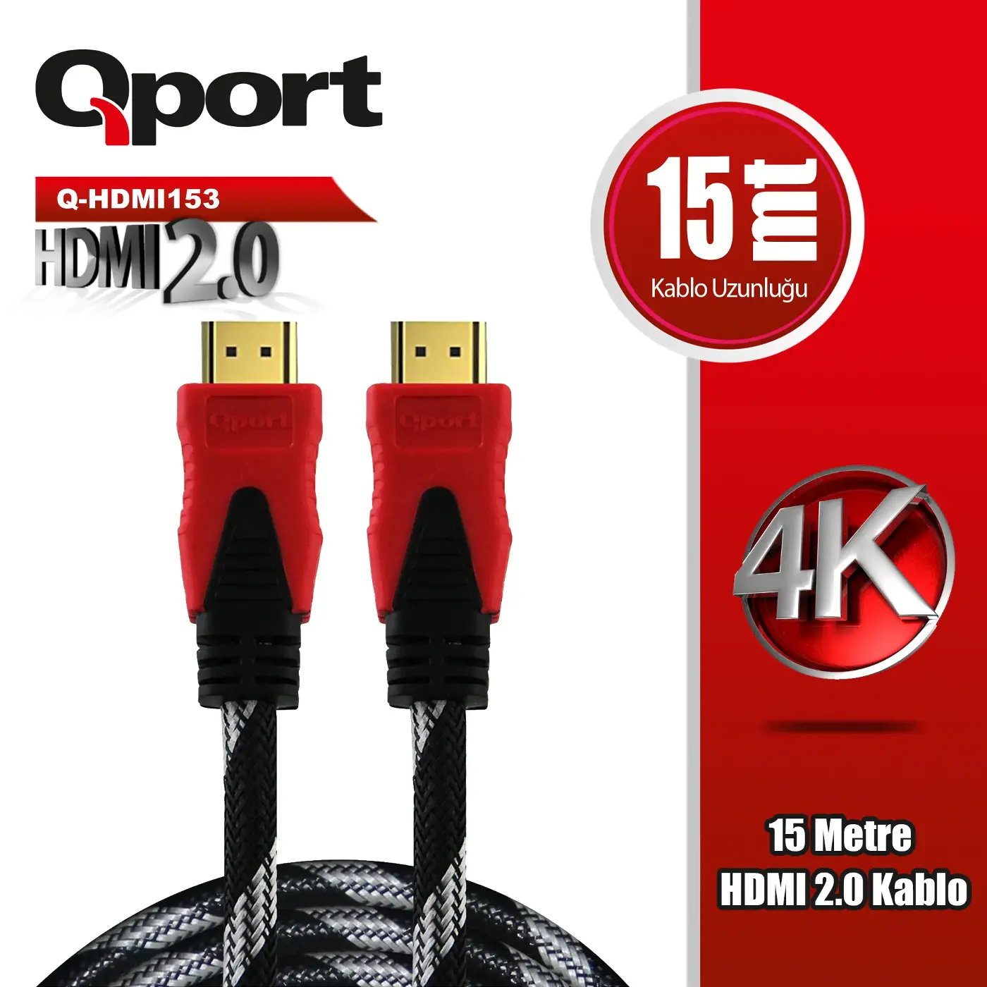 Q-HDMI153 HDMI 2.0 V ALTIN UÇLU KABLO 15 MT