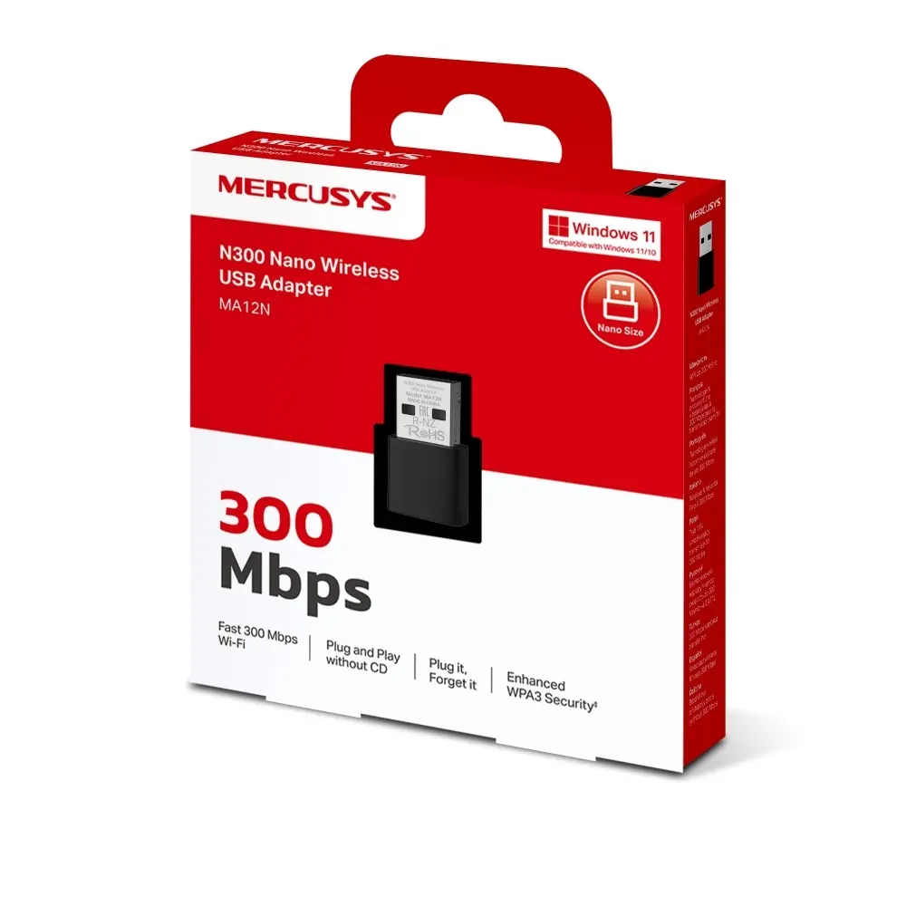MERCUSYS MA12N N300 NANO WIFI DUAL BAND USB 2.0 ADAPTÖR