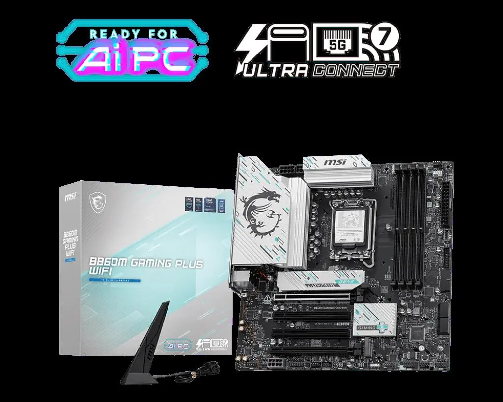 B860M GAMING PLUS WIFI SOKET 1851 DDR5 8600MHZ(OC) 3xM.2 1x TB4 HDMI DISPLAY 5G LAN WIFI 7 mATX