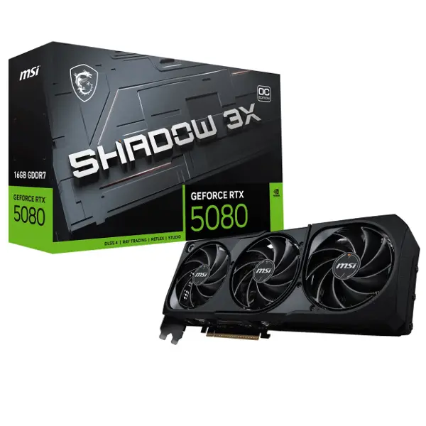 VGA GEFORCE RTX 5080 16G SHADOW 3X OC RTX5080 16GB GDRR7 256 B DX12 PCIE 5.0 X16 (3XDP 1XHDMI)