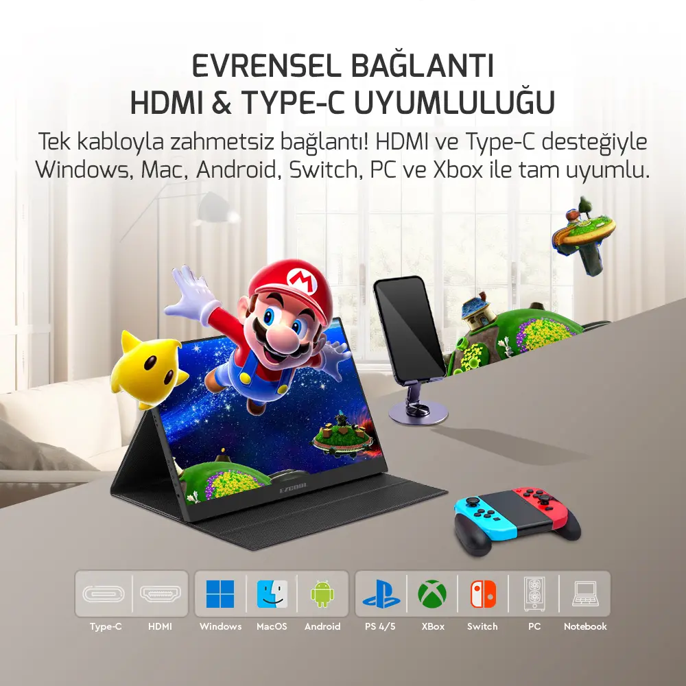 LITE E15T 15,6’’ 60HZ FHD PORTABLE TAŞINABİLİR DOKUNMATİK MONİTÖR (SIFIR ÖLÜ PİKSEL GARANTİLİ)