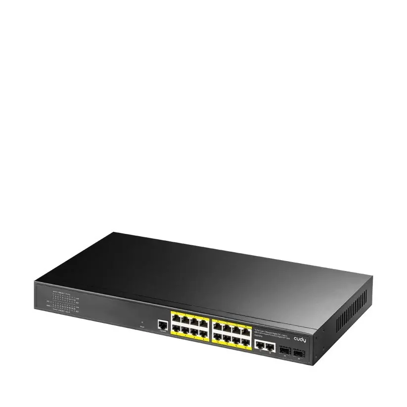 GS2018PS2-200W 16 PORT 10/100/1000 16 PORT POE+ 2 PORT UPLINK +2 SFP YONETILEBILIR RACK MOUNT SWITCH