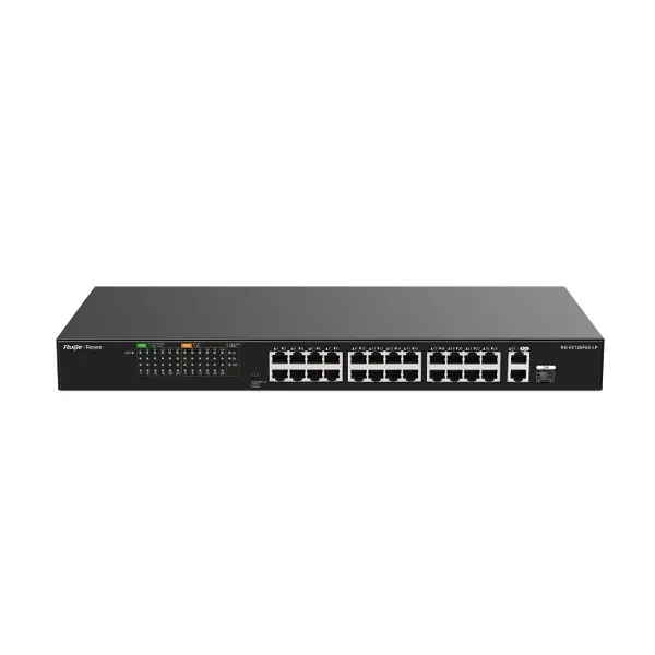 REYEE RG-ES126FGS-LP 24 PORT 10/100 24 PORT POE 2 PORT UPLINK + 1 SFP 180 WATT YONETILEMEZ RACK MOUNT SWITCH