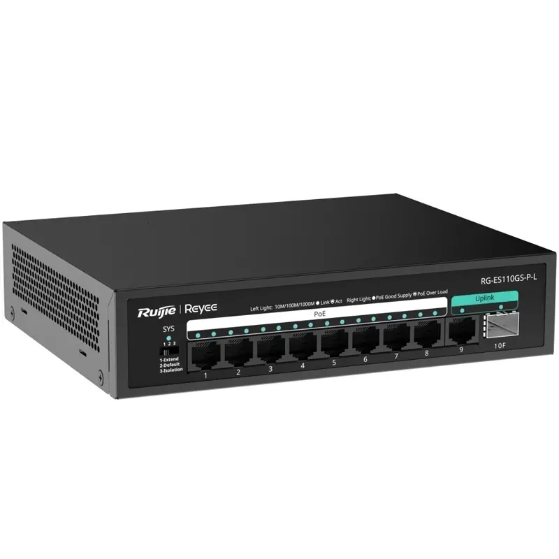 REYEE RG-ES110GS-P-L 8 PORT 10/100/1000 8 PORT POE 1XGE UPLINK 1 X SFP 120W YONETILEMEZ DESKTOP SWITCH
