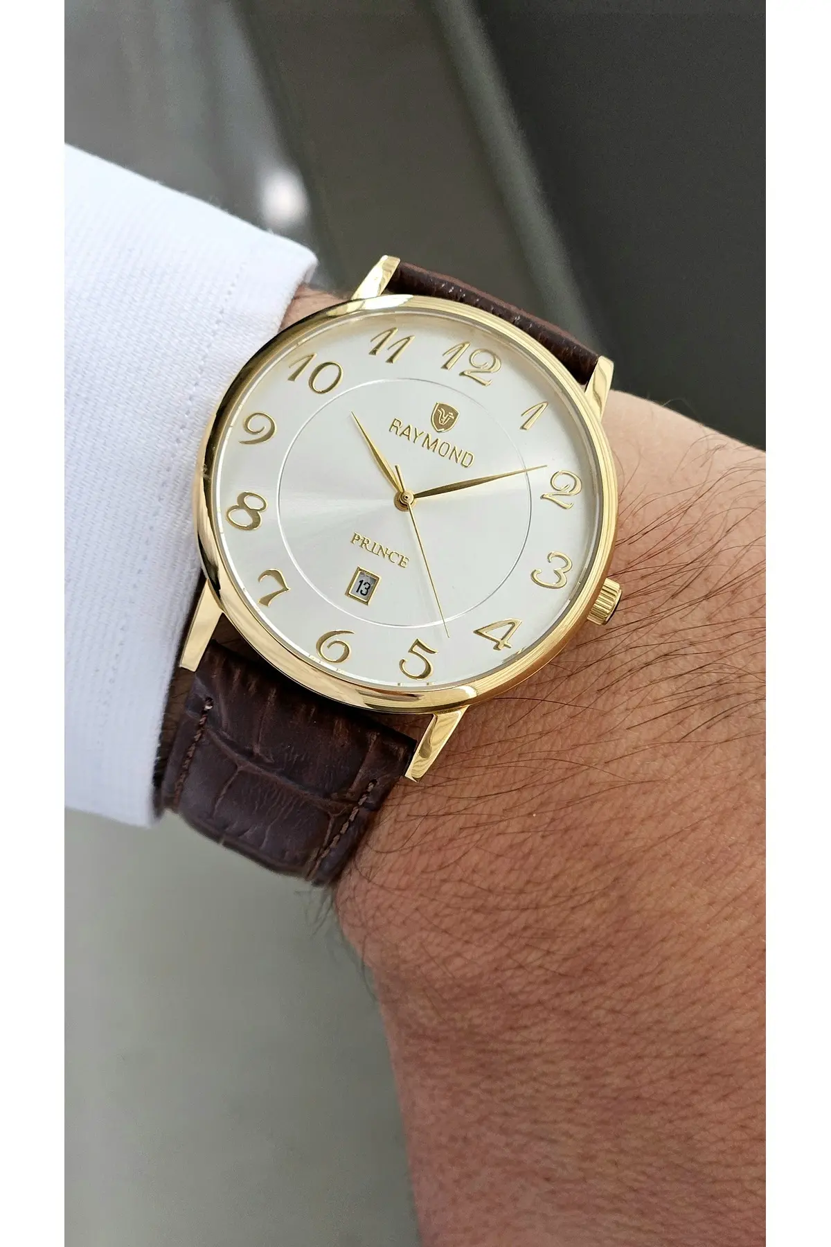 RYM-631820MZ2 QUARTZ KLASİK ERKEK KOL SAATİ-ÇELİK KASA -DERİ KORDON-2 YIL GARANTİ GÜMÜŞ-GOLD-KAHVE