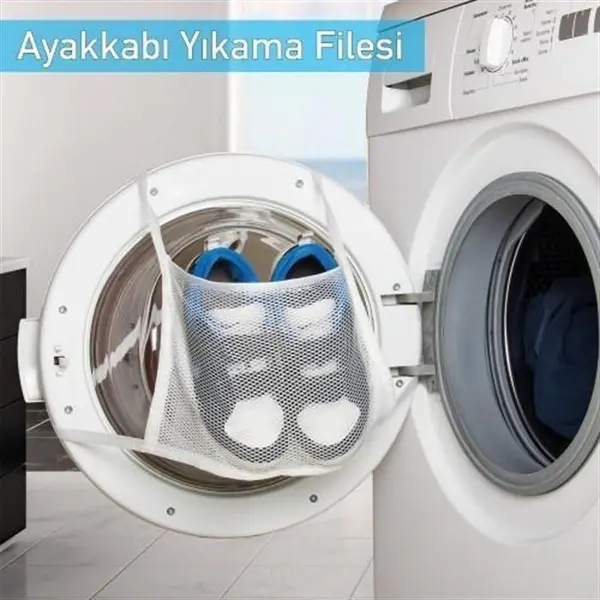 Pratik Çamaşır Makinesi Kapağa Bağlamalı Ayakkabı Yıkama Filesi (4745)