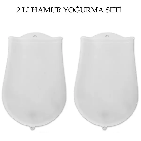 Hamur Torbası 2 li Set Orta ve Büyük Hamur Silikon Şeffaf Yoğurma Torbası Ekmek Makarna Mantı Yoğur (4745)