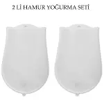 Hamur Torbası 2 li Set Orta ve Büyük Hamur Silikon Şeffaf Yoğurma Torbası Ekmek Makarna Mantı Yoğur (4745)-1