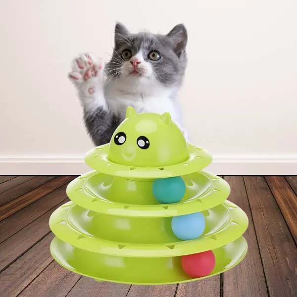 Tower Of Tracks Eğlenceli Üç Katlı Kedi Oyuncağı Seti Kedi Oyunu (4745)