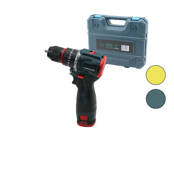 KÖMÜRSÜZ SARI VEYA MAVİ RENK ŞARJLI DARBELİ MATKAP - UÇ SETİ 1550 RPM24V - 5.0 Ah2-BATARYA (4745)