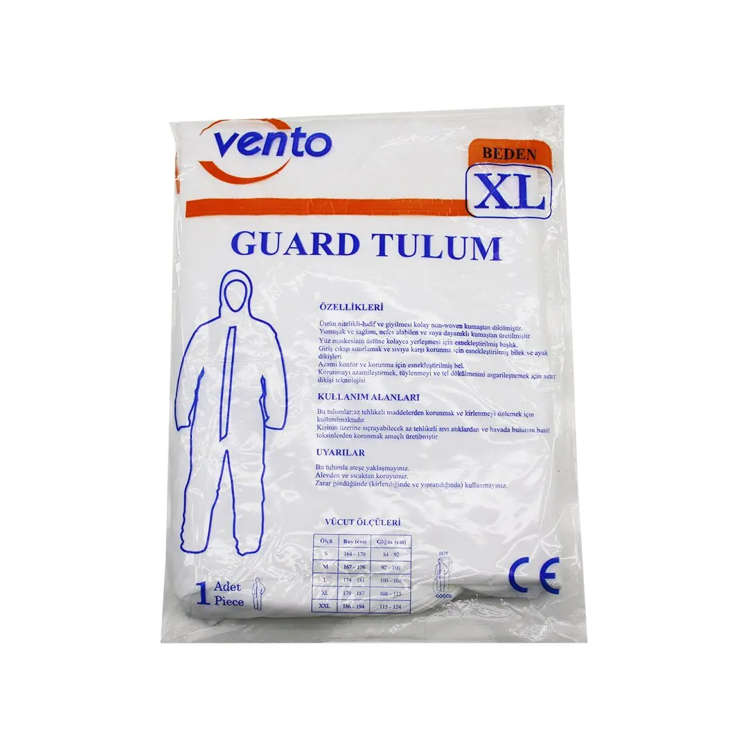 VENTO XL GUARD KORUYUCU TULUM BEYAZ - HAFİF - NON-WOVEN KUMAŞ BOY: 179-187CM - GÖĞÜS: 108-115CM (4745)