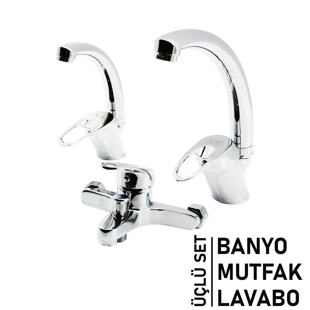 3LÜ SET   BANYO - EVYE MUTFAK - LAVABO   AÇ KAPA  MİX BATARYA MUSLUK (4745)