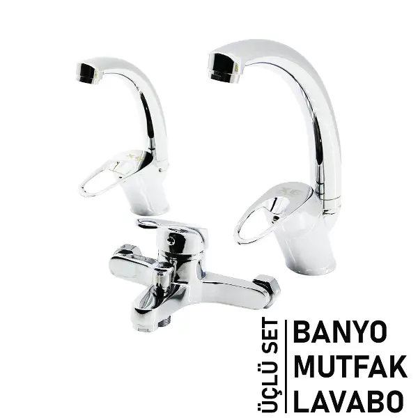 3LÜ SET   BANYO - EVYE MUTFAK - LAVABO   AÇ KAPA  MİX BATARYA MUSLUK (4745)