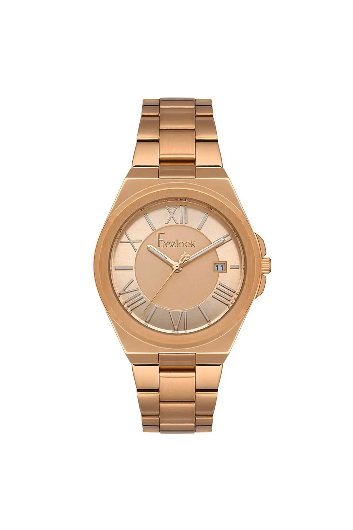 Kadın Rose Gold-Sedef Çelik Kasa Yuvarlak Kadran Metal Kordonlu Kol Saati Quartz Mekanizma Analog Ek