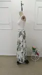 Kadın Ip Askılı Yuvarlak Yaka Kısa Viskon Bluz Ve Desenli Yırtmaçlı Süprem Etek Ikili Takım-8
