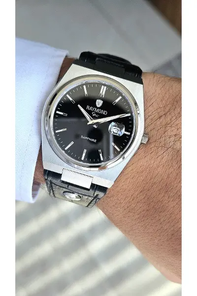 RYM-633061 SLIM KLASIK ERKEK SAAT - SAFİR CAM - DERİ KORDON - ÇELİK KASA - 2 YIL GARANTİ SS-BK