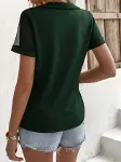 Kadın Kısa Kollu Tül Detaylı Taşlı Janjan Krep Bluz-3