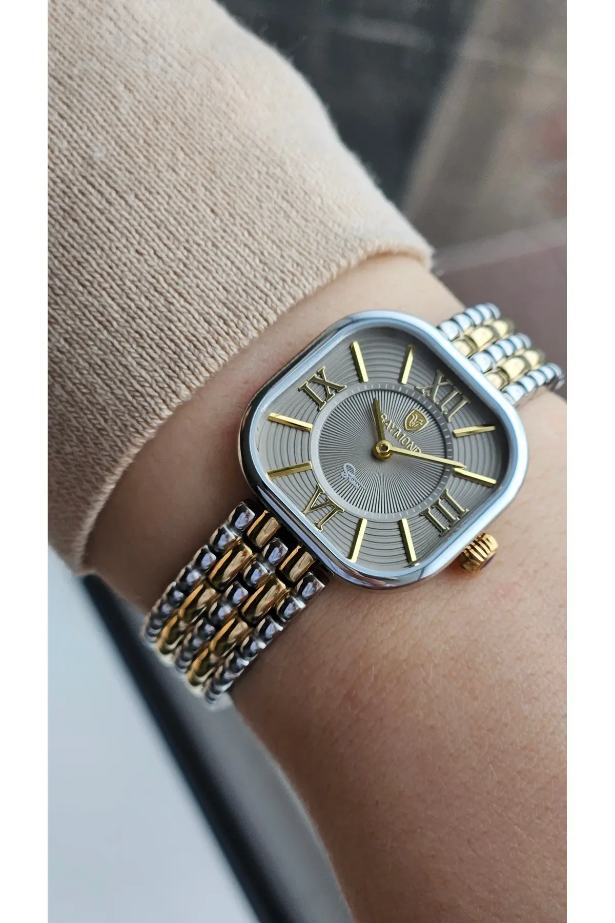 RYM-211503 RETRO KARE ÇELİK KADIN KOL SAATİ - 2 YIL GARANTİ IPG-GREY