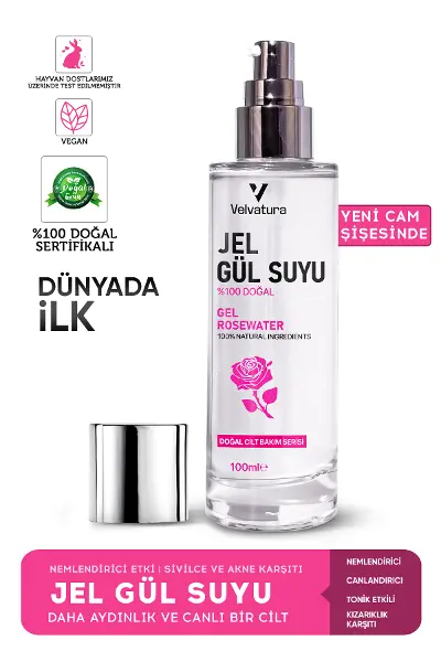Jel Gül Suyu %100 Doğal Gül Suyu Nemlendirici Ve Yumuşatıcı Saf Gül Suyu Arındırıcı 100 ml