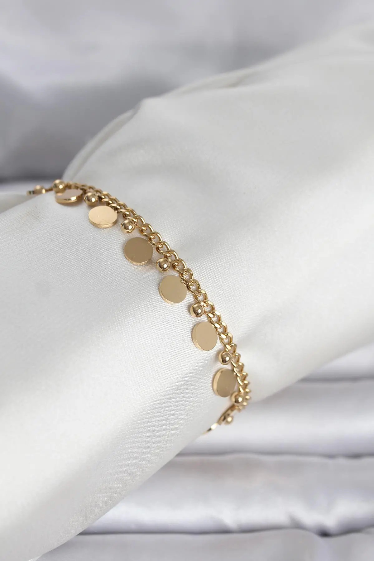 316L Çelik Gold Renk Pullu Model Kadın Bileklik TJ-BB8383
