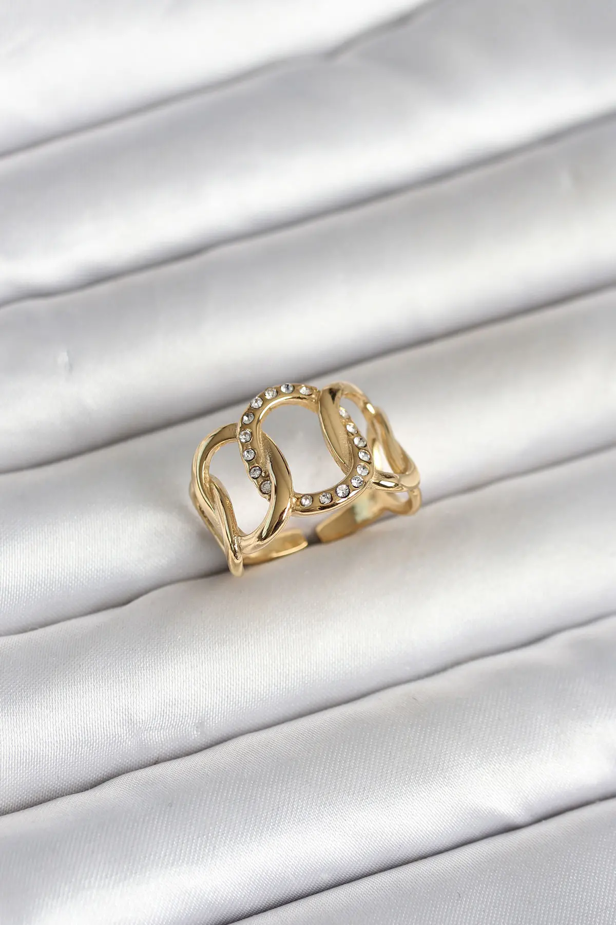 316L Çelik Gold Renk Samanyolu Model Kadın Yüzük TJ-BYK4160