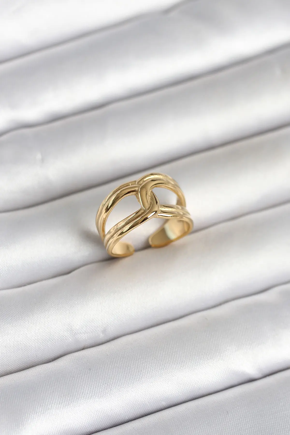 316L Çelik Gold Renk Düğüm Model Kadın Yüzük TJ-BYK4165