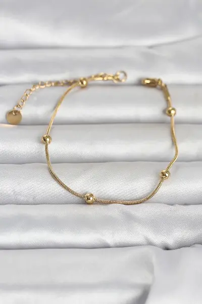 316L Çelik Gold Renk Top Zincirli Kadın Bileklik TJ-BB8393