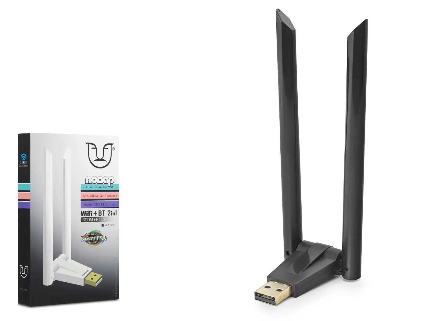Usb Wifi Bluetooth Adaptör 600 Mbps Dual Band Bt 4.2 W168