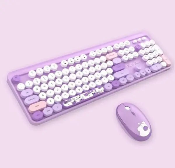 Hello Bear Mor Klavye Mouse Set