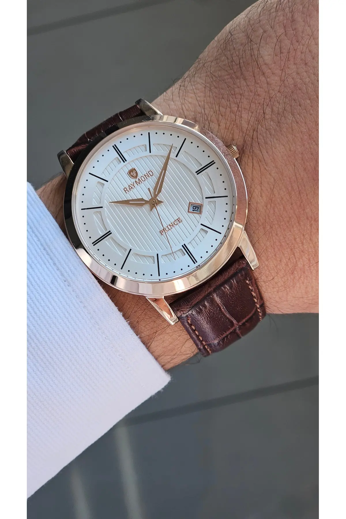 RYM-4735 QUARTZ KLASİK ERKEK KOL SAATİ - 2 YIL GARANTİ ROSE-KAHVE-BEYAZ