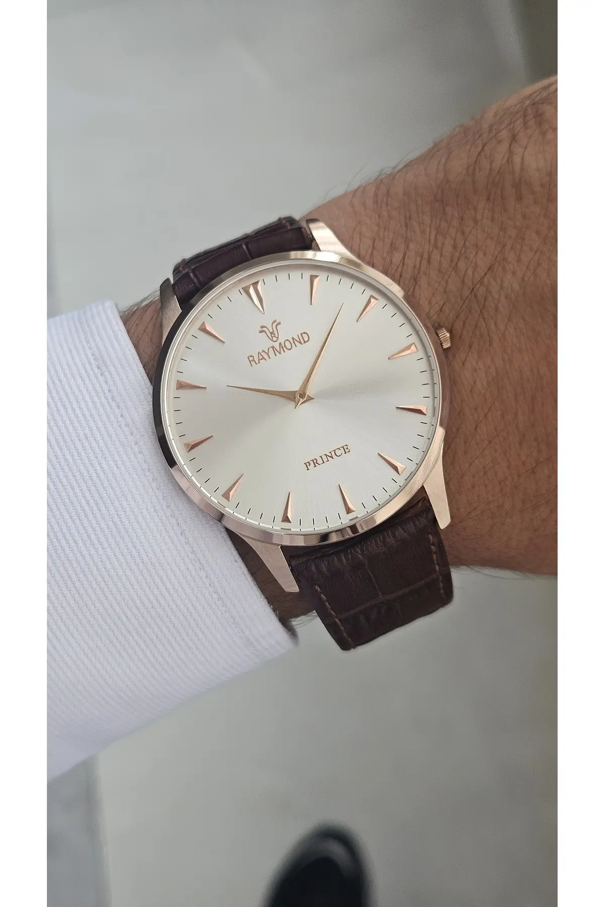 RYM-631494 QUARTZ KLASİK ERKEK KOL SAATİ- SLIM KASA - YENI SEZON ROSE-KAHVE BEYAZ