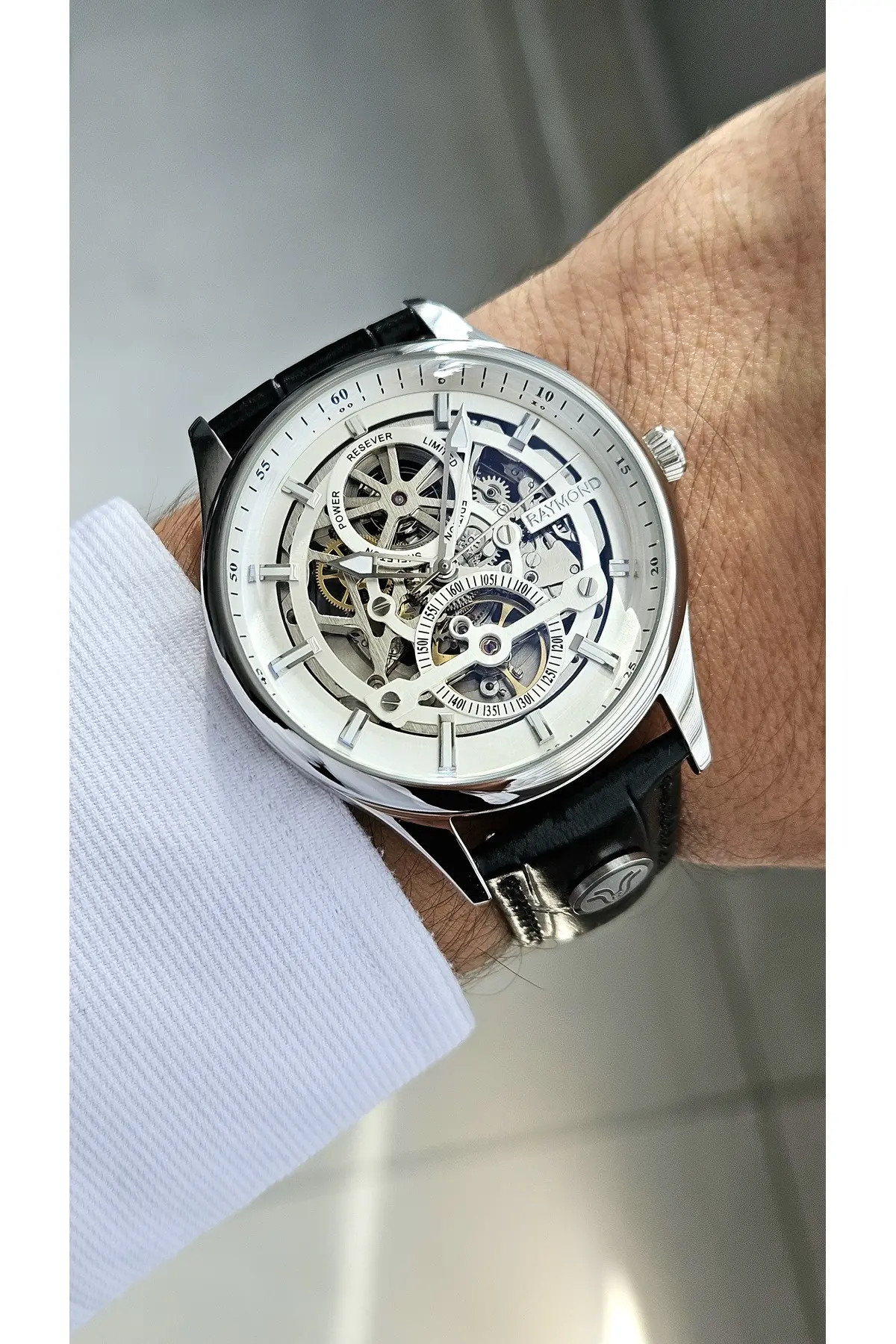 RYM-280267 ERKEK İSKELET OTOMATİK KOL SAATİ SS-BK-W