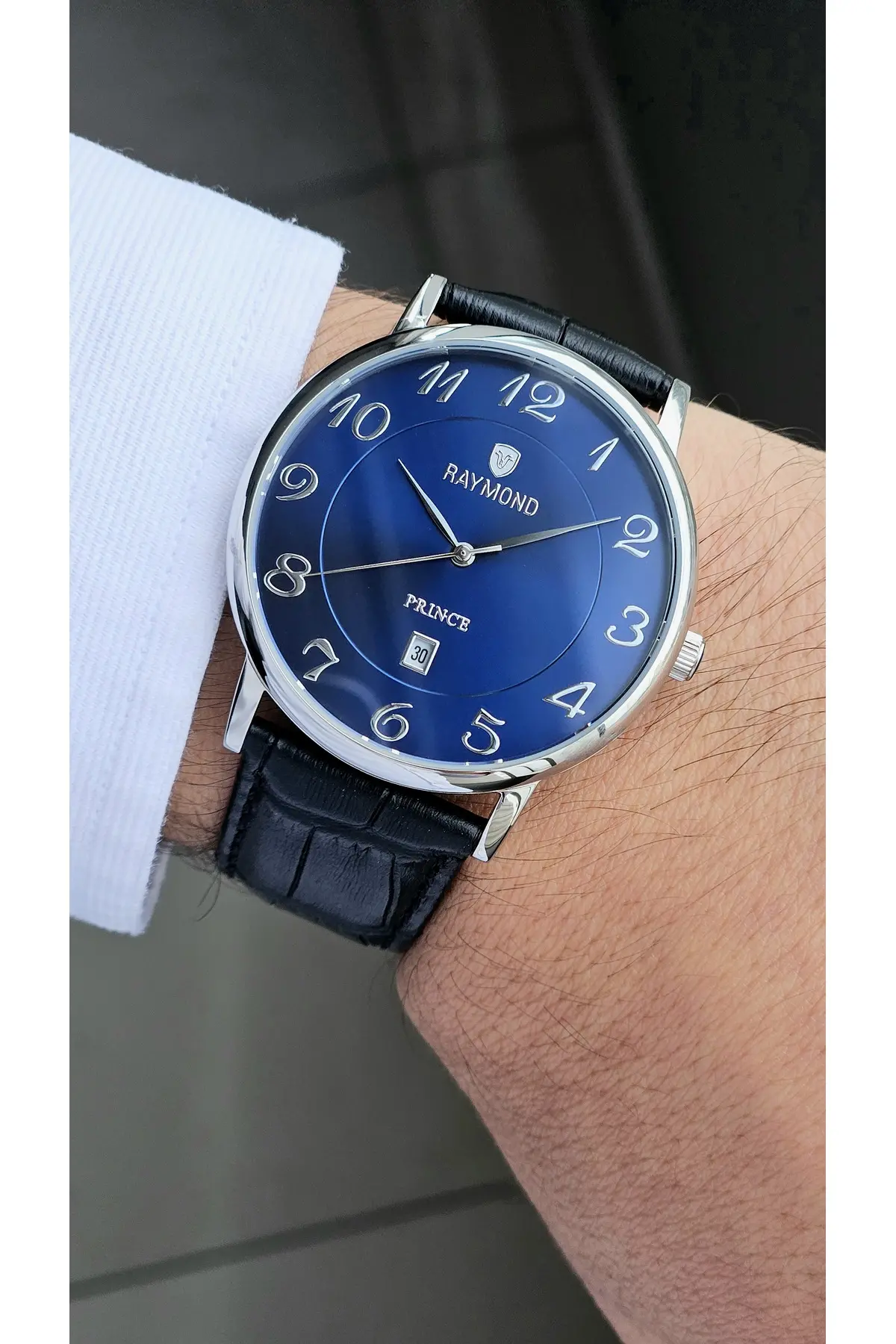 RYM-631820MZ2 QUARTZ KLASİK ERKEK KOL SAATİ -ÇELİK KASA - DERİ KORDON - 2 YIL GARANTİ GÜMÜŞ-LACİVERT