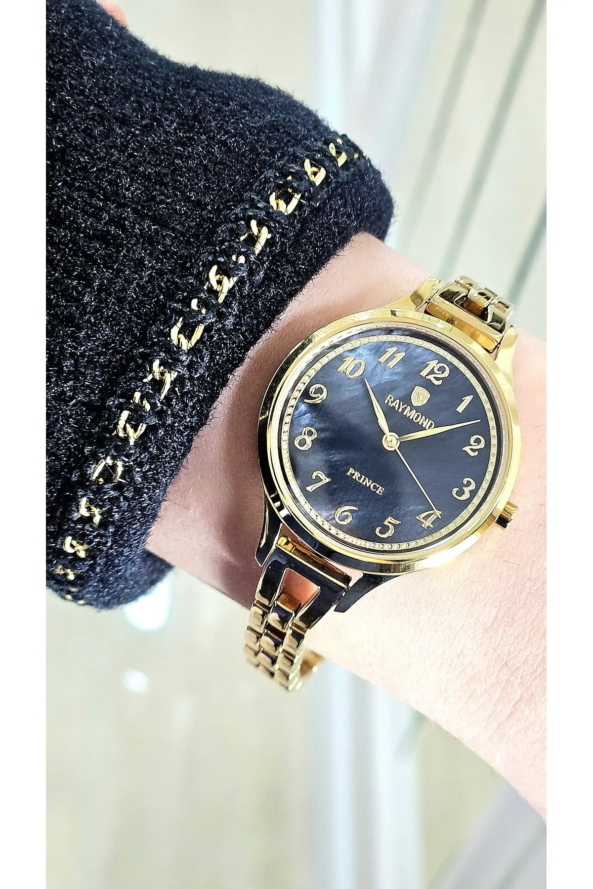 RYM-5036 32mm Kadın Kol Saati - Rakam Detaylı - Gold - Paslanmaz Çelik GOLD-SİYAH