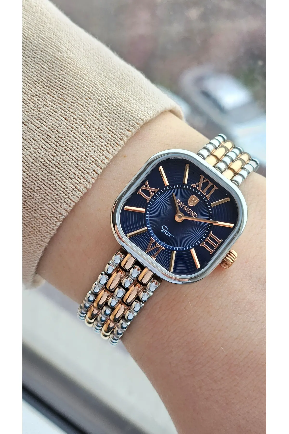 RYM-211503 RETRO KARE ÇELİK KADIN KOL SAATİ - 2 YIL GARANTİ IPR-BL