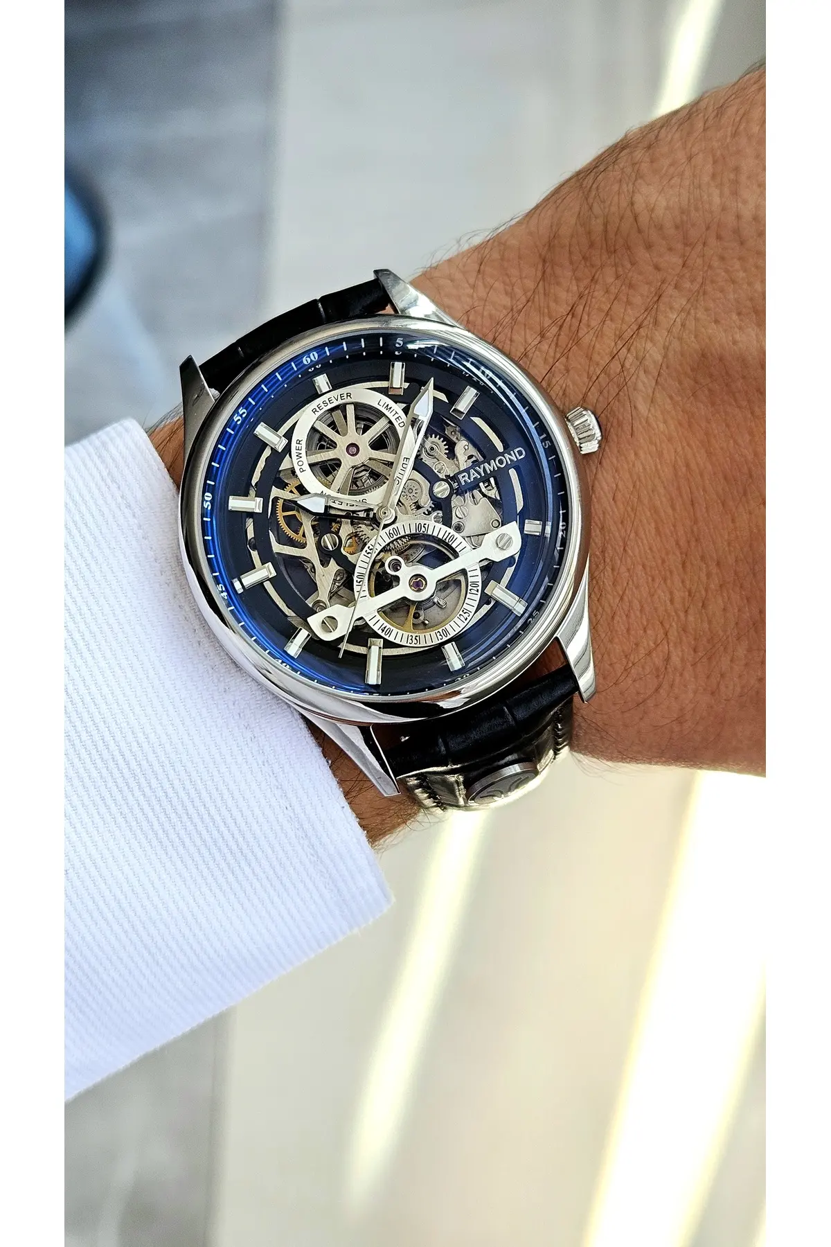 RYM-280267 ERKEK İSKELET OTOMATİK KOL SAATİ SS-BK