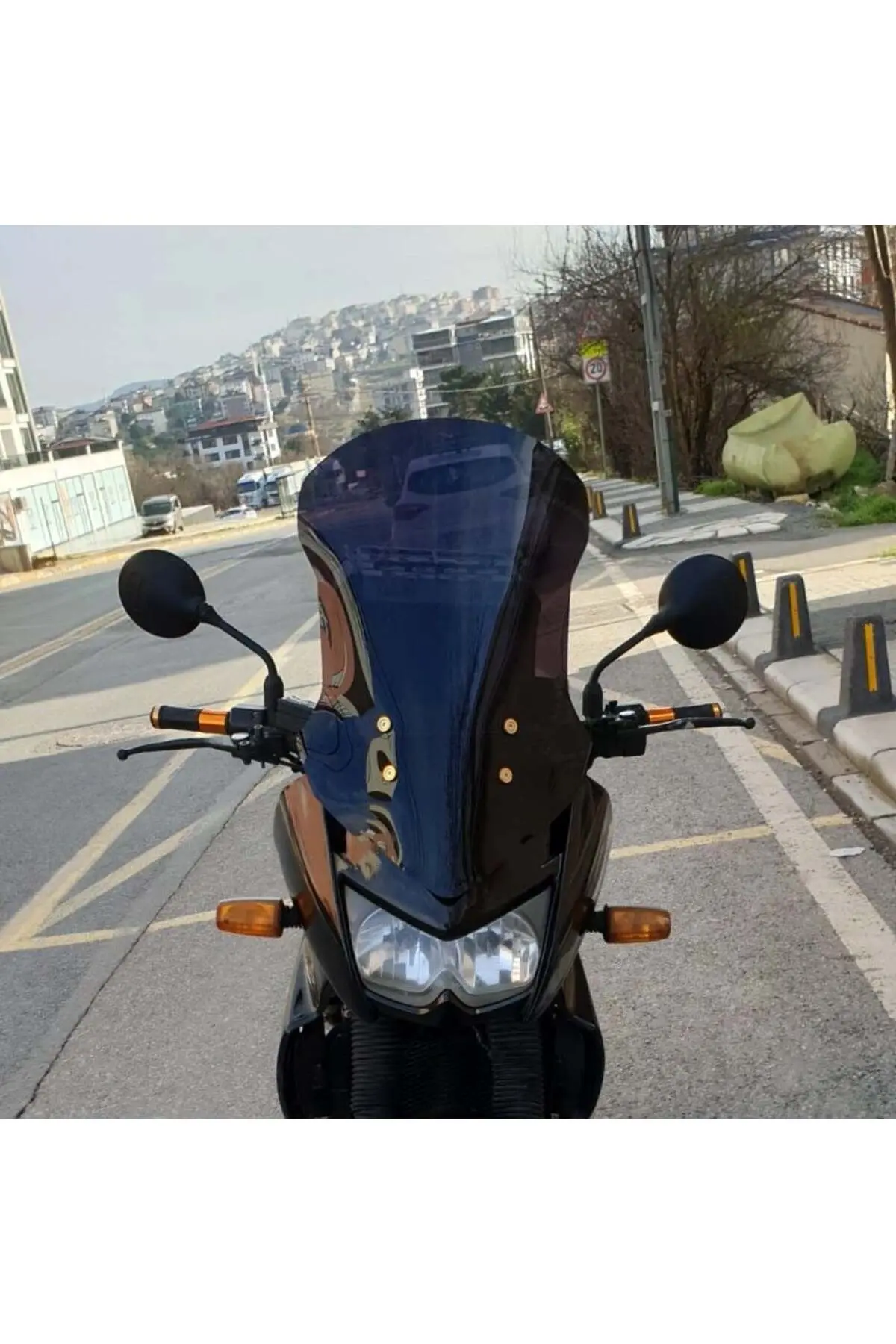 Kawasaki KLE 500 Ön Cam 2005-2008 Model 58cm Siyah Renkli 4mm UZUN