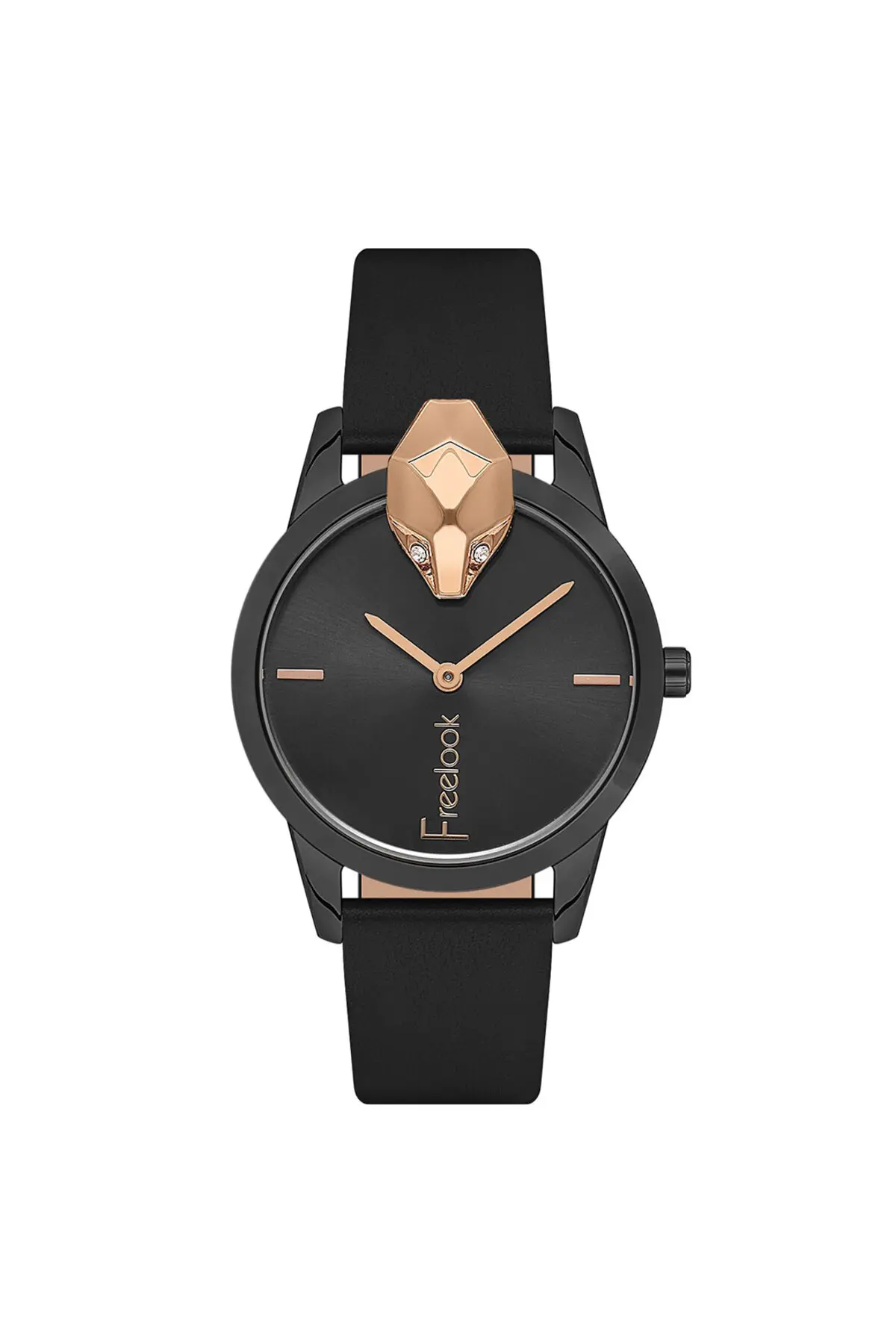 Kadın Siyah Çelik Kasa Yuvarlak Kadran Deri Kordonlu Kol Saati Quartz Mekanizma Analog Ekran Mineral