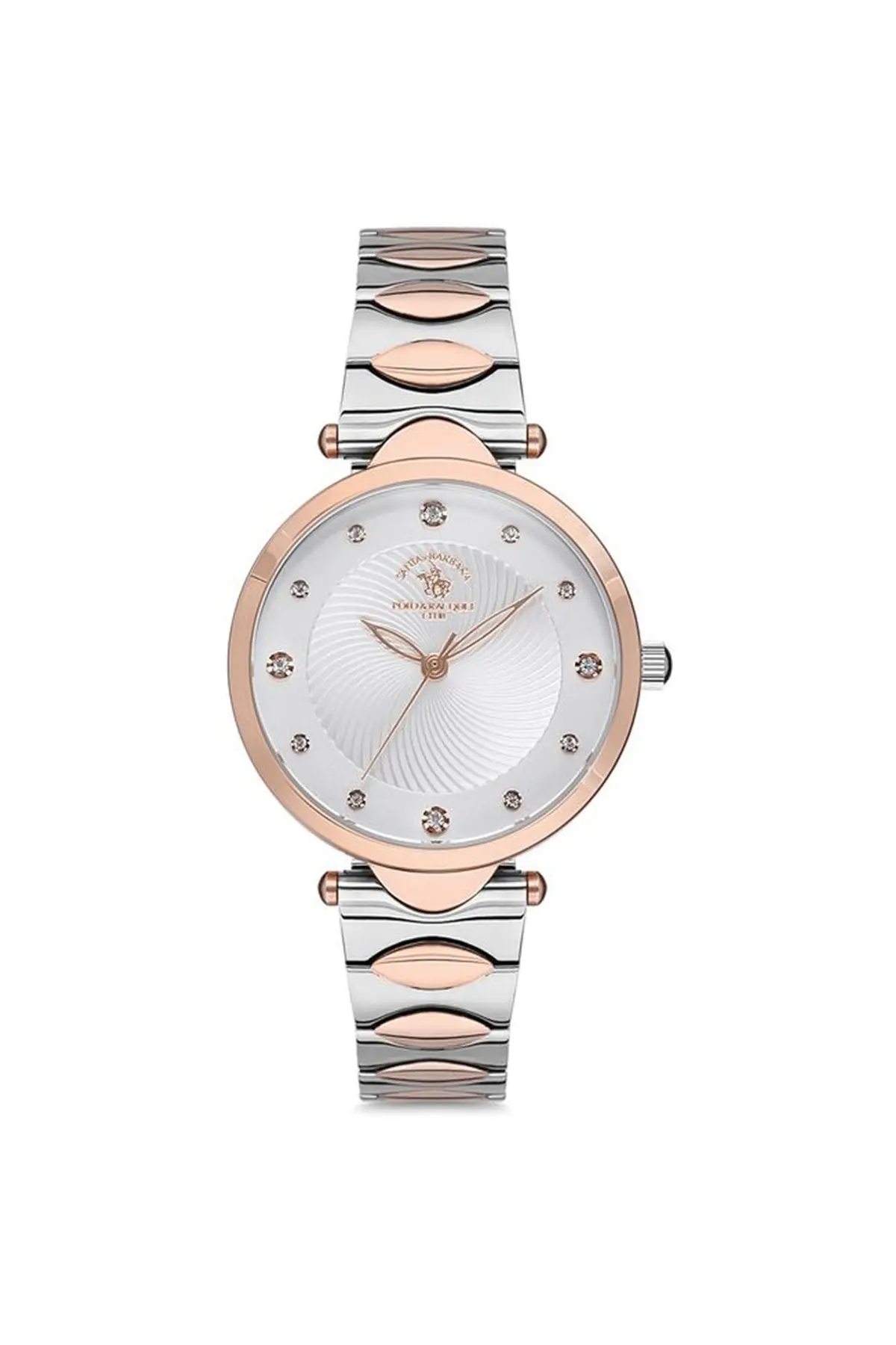 Kadın Gümüş-rose-beyaz Çelik Kasa Yuvarlak Kadran Metal Kordonlu Kol Saati Quartz Mekanizma Analog E