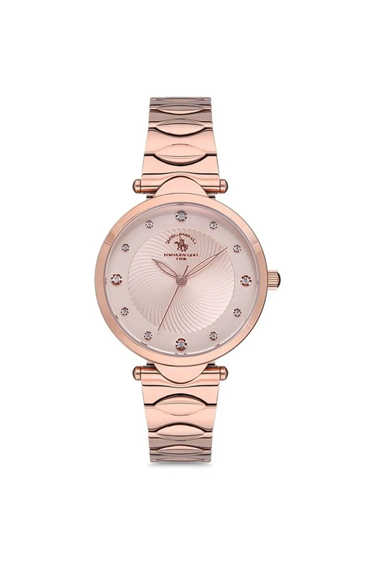 Kadın Rose Gold-beyaz Çelik Kasa Yuvarlak Kadran Metal Kordonlu Kol Saati Quartz Mekanizma Analog Ek