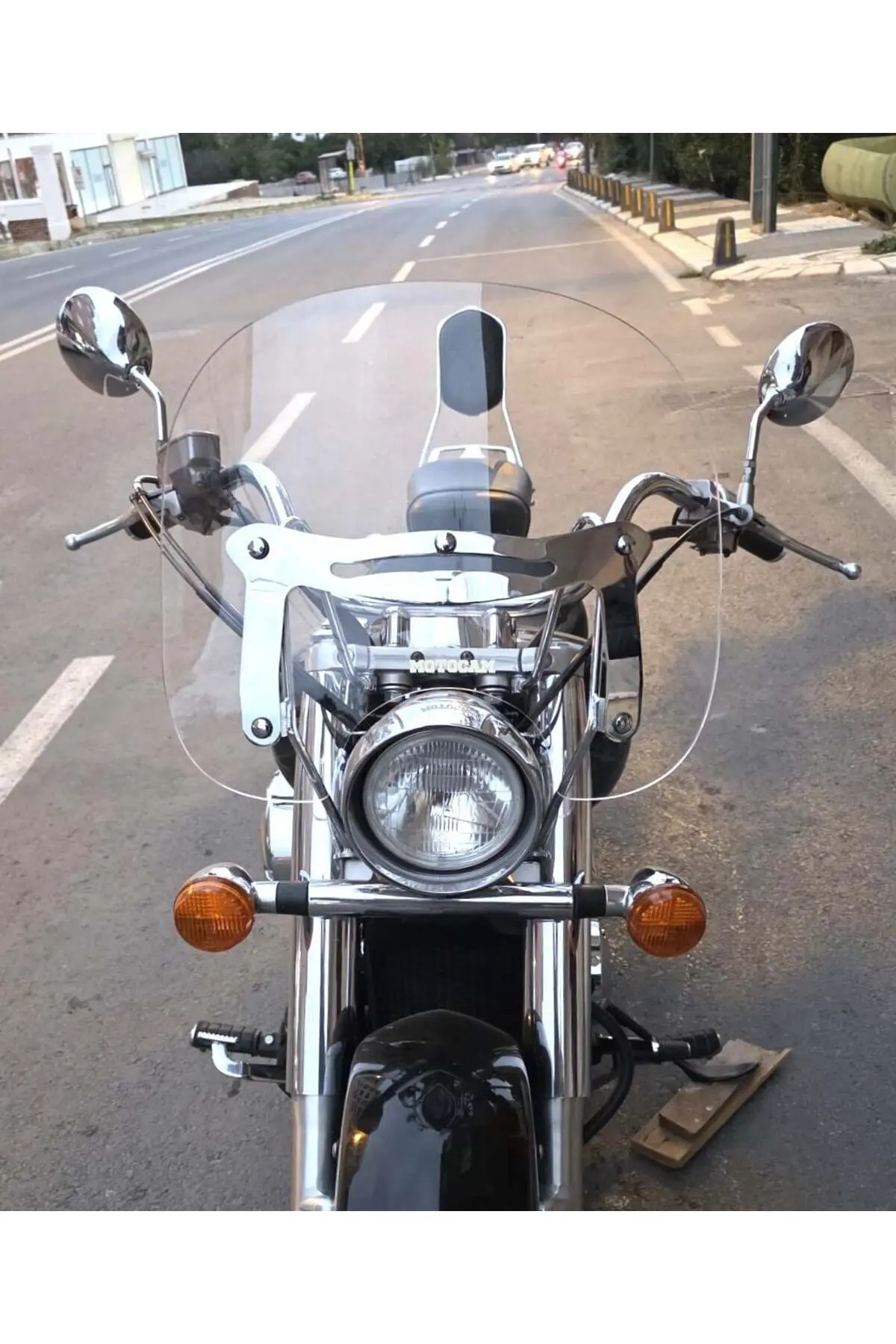 Honda Shadow 750 Ön Cam 1999-2010 Model 45cm Şeffaf Renkli 4mm APARATSIZ