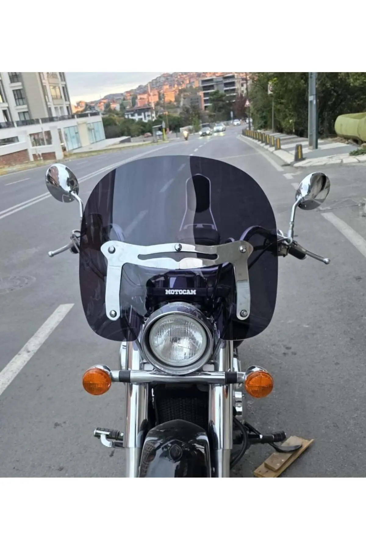 Honda Shadow 750 Ön Cam 1999-2010 Model 45cm Siyah Renkli 4mm APARATSIZ