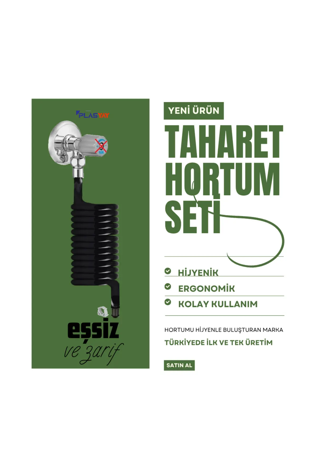 Spiral 3/8 Rekor Uyumlu Taharet Hortum ve Banyo Wc Yıkama Seti Siyah 120 Cm