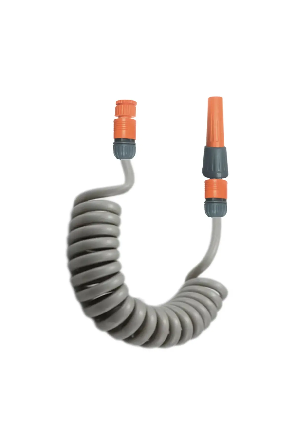 Spiral Yıkama Sulama Hortumu Ve 2 Fonksiyonlu Lans Başlıklı Set Gri 5 Metre