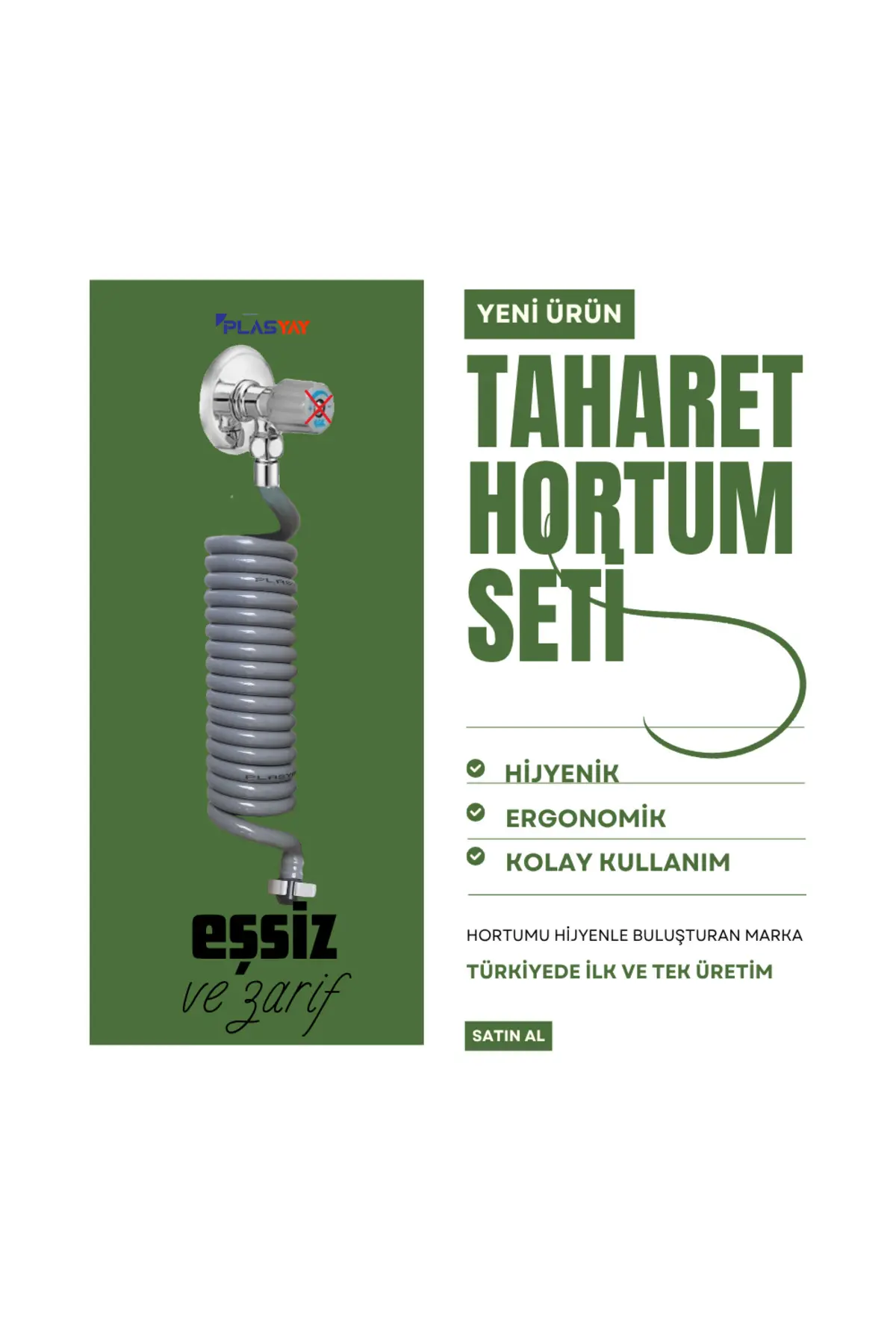 Spiral 3/8 Rekor Uyumlu Taharet Hortum ve Banyo Wc Yıkama Seti GRİ 2.5 Metre