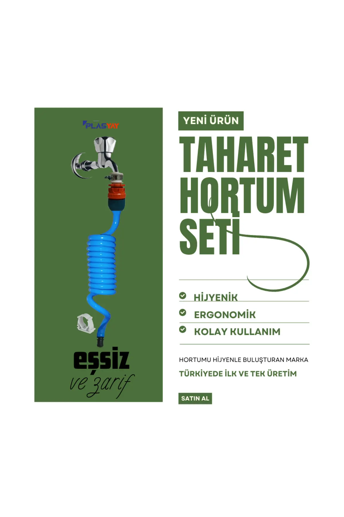 Spiral Wc Banyo Balkon Yıkama Hortum Seti Duvar Sabitlemeli 2 Metre Mavi